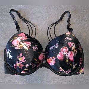 Black and Floral Victoria’s Secret Push-up Bra